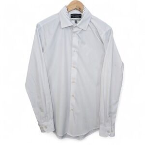 Report Collection Dress Shirt Mens 15.5 34/35 Medium White Button Performance
